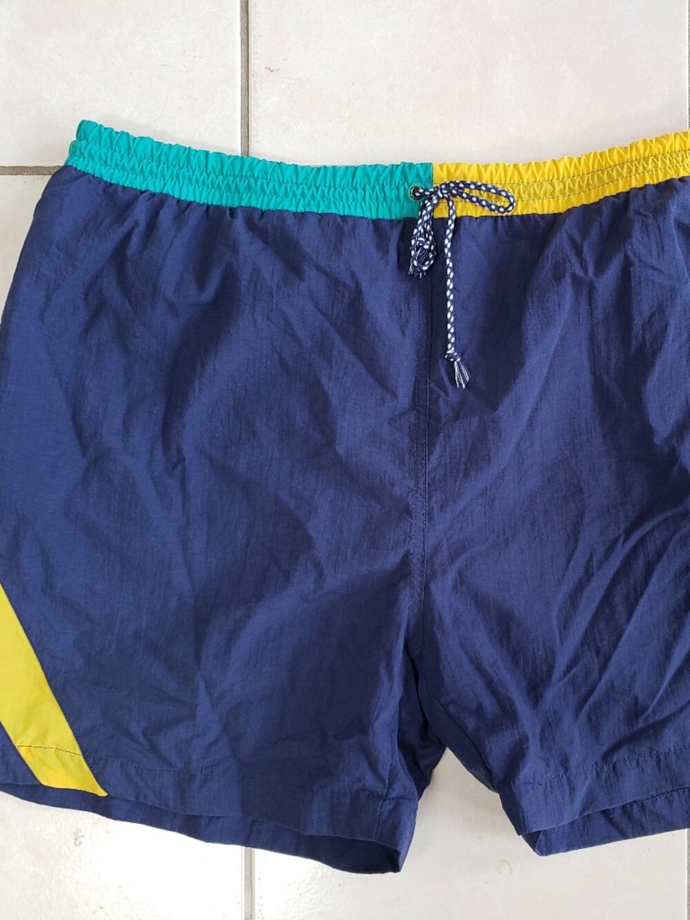 Vintage Members Only Baggy Swimsuit/Shorts/Trunks, Color Block Nylon, XL